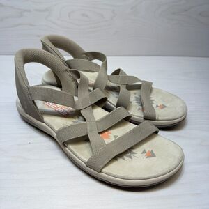 Skechers Stretch Flex Sandals Women's Size 10 Beige Hands Free Slip-ins Comfort